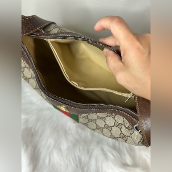 Vintage Gucci | Sherry Web Crescent Half Moon Shoulder Bag - Picture 12 of 16